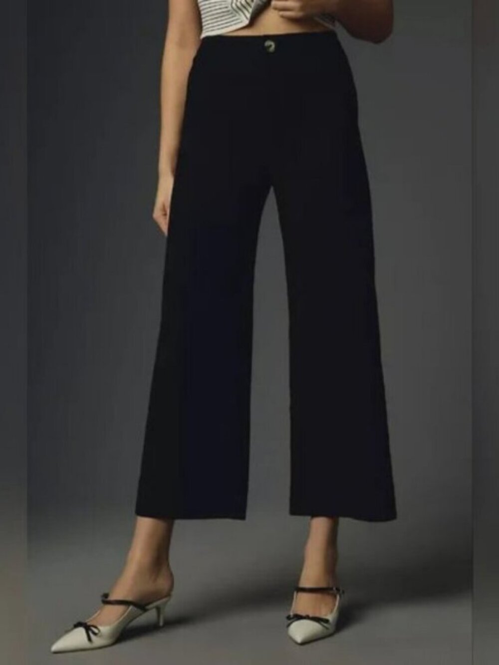 Anthro Maeve Colette Wide-Leg Pants High-Rise Ponte Black size 26 Minimalist